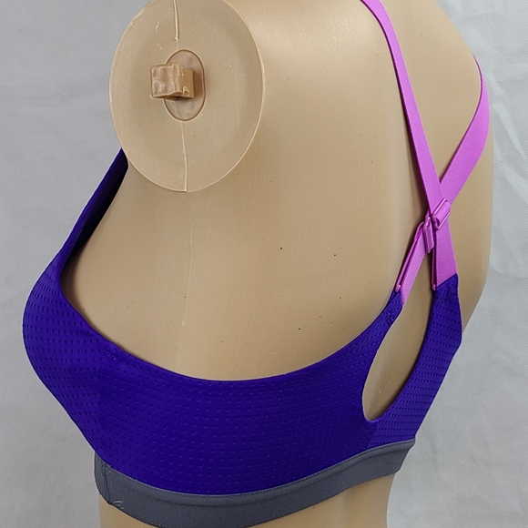 VSX Sport-- Victoria's Secret (32C) Purple & Pink Molded Cup, X Strap Sports Bra - Picture 3 of 12